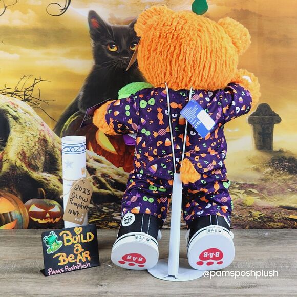 Build A Bear Pumpkin Glow Plush Halloween Jack O'Lantern 2023 Dress Suit Clothes - Picture 8 of 15